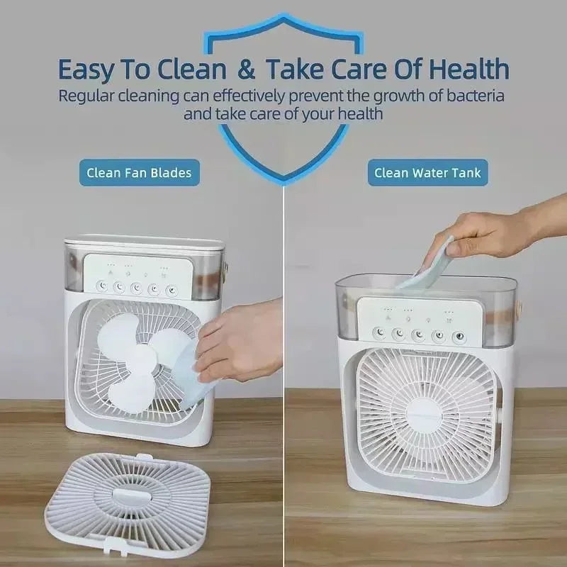 Ventilador nuevo 3 en 1, aire acondicionado, refrigerador de aire pequeño para el hogar, luz LED nocturna, humidificador portátil, ventilador de ajuste de aire, ventilador para oficina y hogar