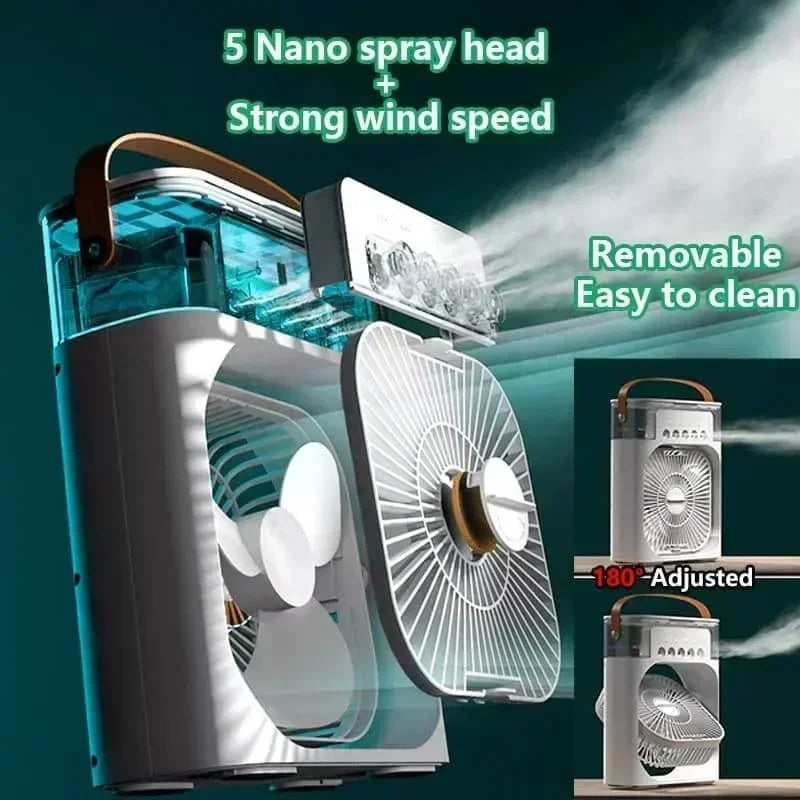 Ventilador nuevo 3 en 1, aire acondicionado, refrigerador de aire pequeño para el hogar, luz LED nocturna, humidificador portátil, ventilador de ajuste de aire, ventilador para oficina y hogar